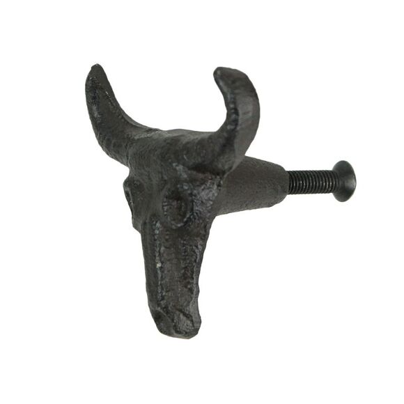 Set of 6 Cast Iron Steer Skull Drawer Pulls Western Home Decor Cabinet Knobs - Picture 9 of 12